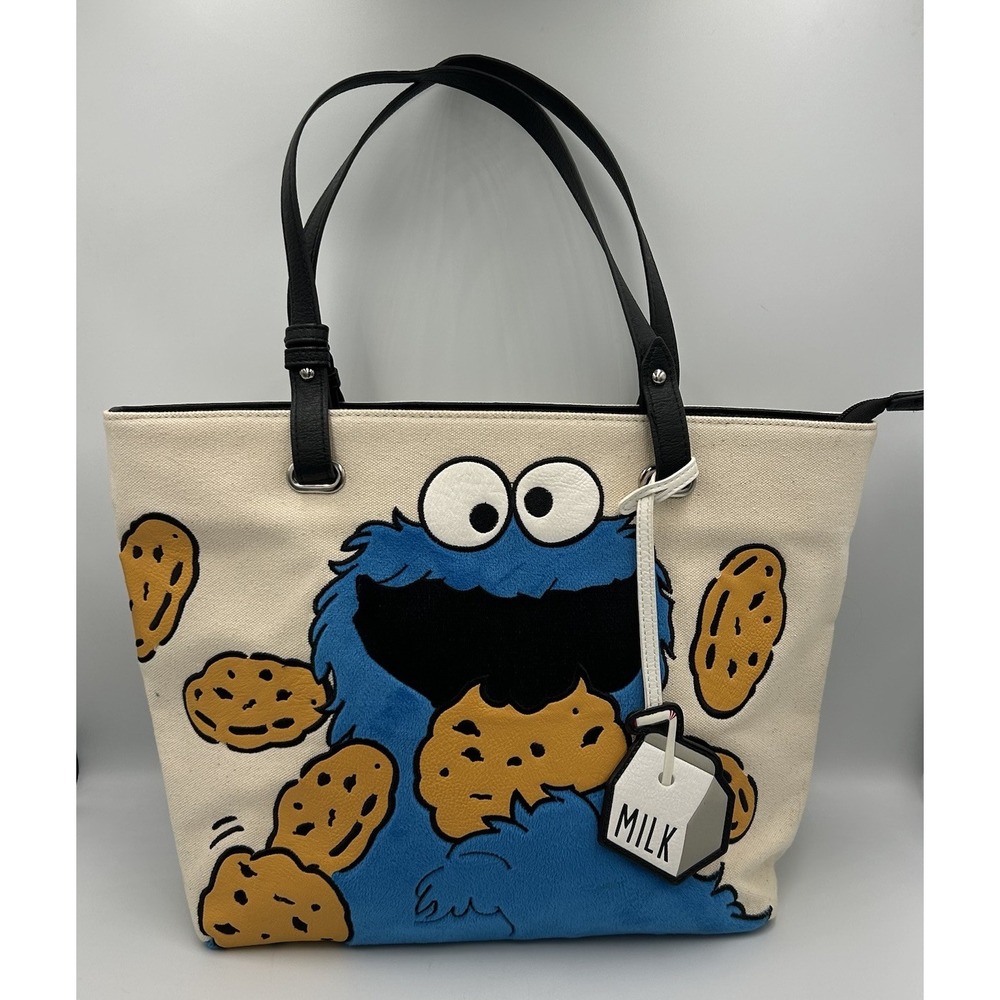 Cookie monster Lounge fly‎ Purse Handbag Sesame Street 50th Anniversary Tote